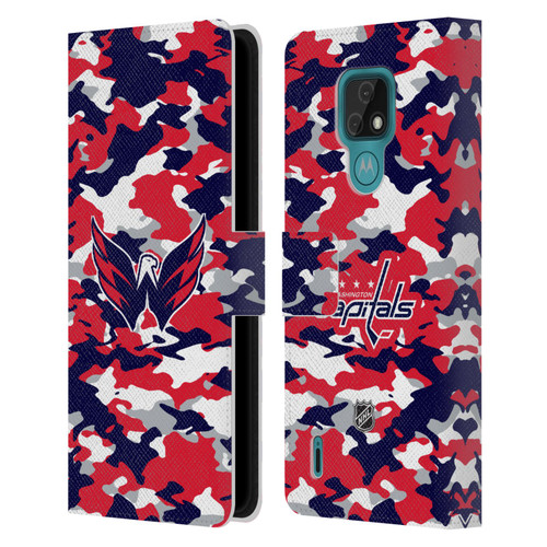 NHL Washington Capitals Camouflage Leather Book Wallet Case Cover For Motorola Moto E7