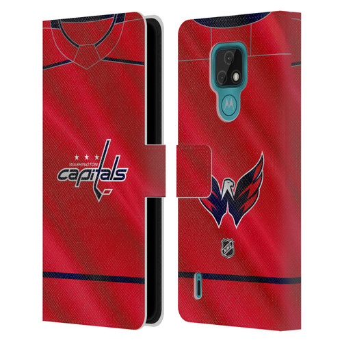 NHL Washington Capitals Jersey Leather Book Wallet Case Cover For Motorola Moto E7