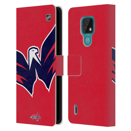 NHL Washington Capitals Oversized Leather Book Wallet Case Cover For Motorola Moto E7