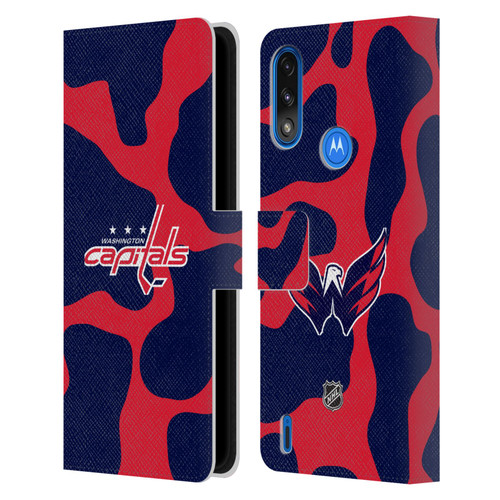 NHL Washington Capitals Cow Pattern Leather Book Wallet Case Cover For Motorola Moto E7 Power / Moto E7i Power