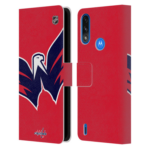 NHL Washington Capitals Oversized Leather Book Wallet Case Cover For Motorola Moto E7 Power / Moto E7i Power