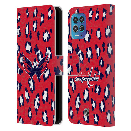 NHL Washington Capitals Leopard Patten Leather Book Wallet Case Cover For Motorola Moto G100