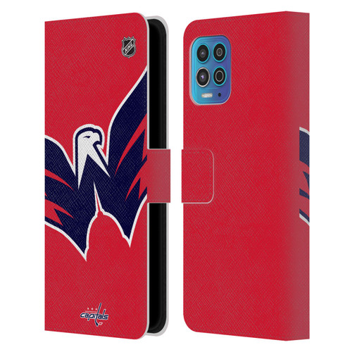 NHL Washington Capitals Oversized Leather Book Wallet Case Cover For Motorola Moto G100