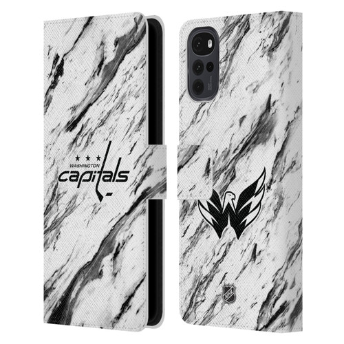 NHL Washington Capitals Marble Leather Book Wallet Case Cover For Motorola Moto G22