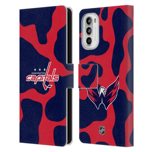 NHL Washington Capitals Cow Pattern Leather Book Wallet Case Cover For Motorola Moto G52