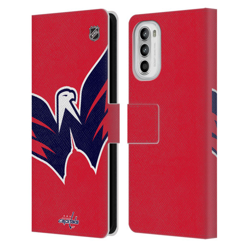 NHL Washington Capitals Oversized Leather Book Wallet Case Cover For Motorola Moto G52