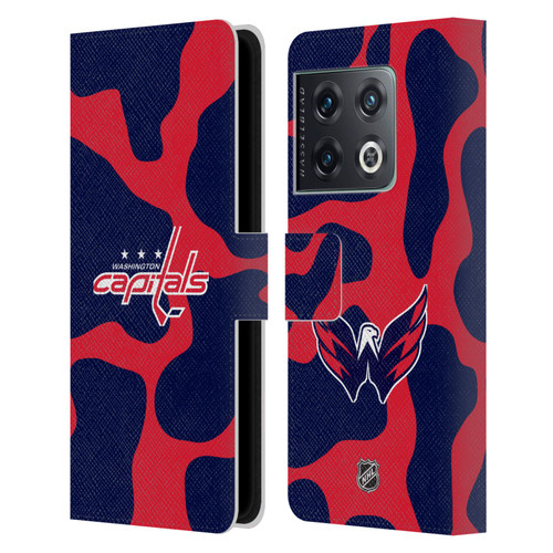 NHL Washington Capitals Cow Pattern Leather Book Wallet Case Cover For OnePlus 10 Pro