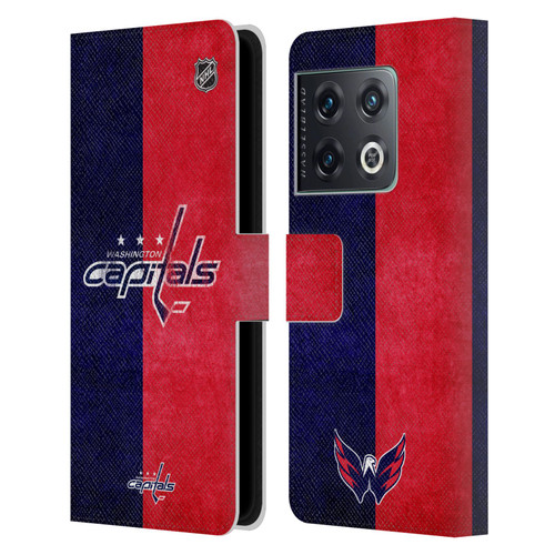 NHL Washington Capitals Half Distressed Leather Book Wallet Case Cover For OnePlus 10 Pro