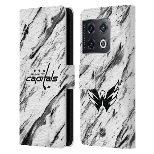 NHL Washington Capitals Marble Leather Book Wallet Case Cover For OnePlus 10 Pro