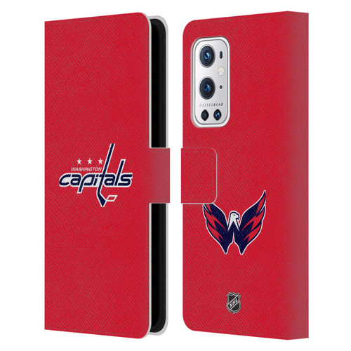 NHL Washington Capitals Plain Leather Book Wallet Case Cover For OnePlus 9 Pro