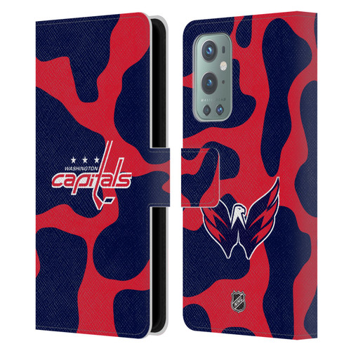 NHL Washington Capitals Cow Pattern Leather Book Wallet Case Cover For OnePlus 9