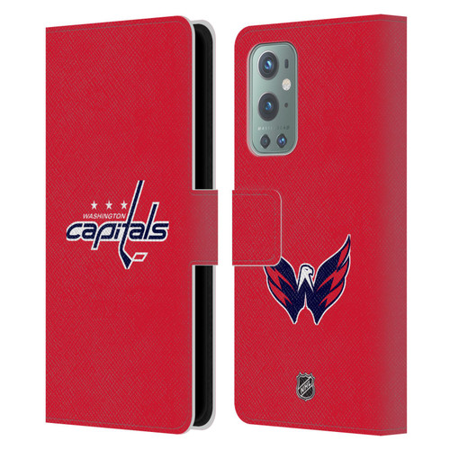 NHL Washington Capitals Plain Leather Book Wallet Case Cover For OnePlus 9