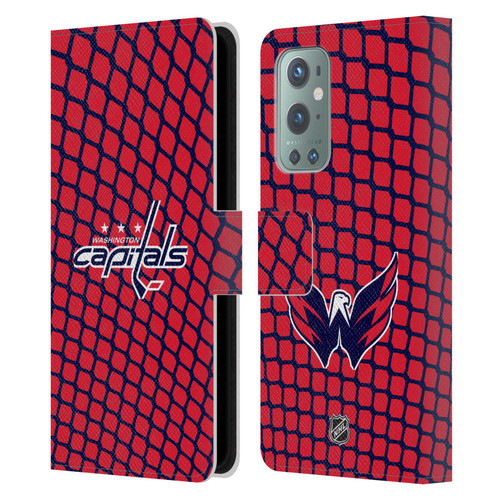 NHL Washington Capitals Net Pattern Leather Book Wallet Case Cover For OnePlus 9