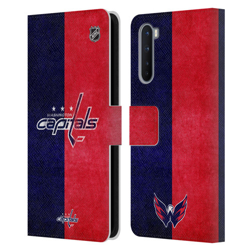 NHL Washington Capitals Half Distressed Leather Book Wallet Case Cover For OnePlus Nord 5G