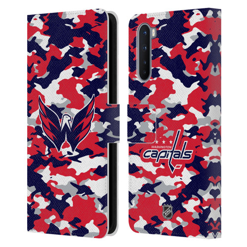 NHL Washington Capitals Camouflage Leather Book Wallet Case Cover For OnePlus Nord 5G