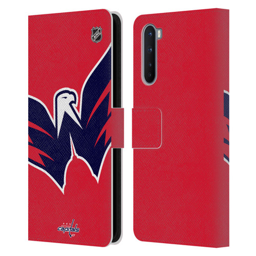 NHL Washington Capitals Oversized Leather Book Wallet Case Cover For OnePlus Nord 5G