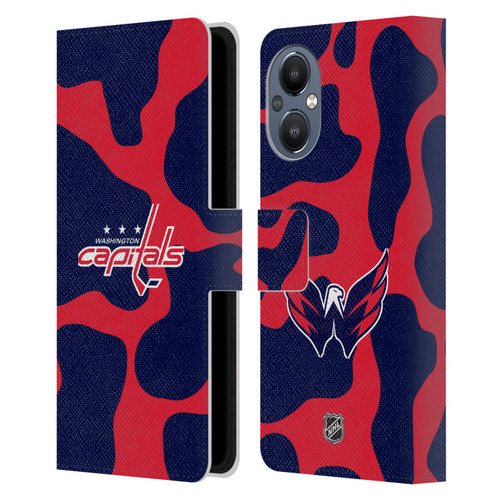 NHL Washington Capitals Cow Pattern Leather Book Wallet Case Cover For OnePlus Nord N20 5G