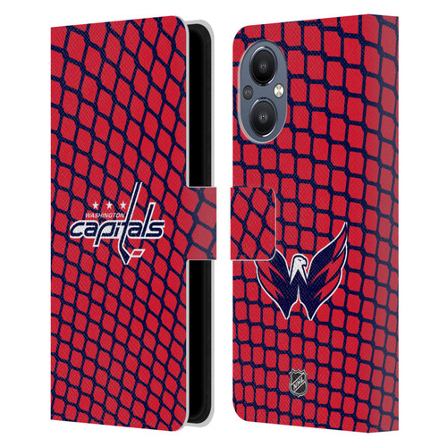 NHL Washington Capitals Net Pattern Leather Book Wallet Case Cover For OnePlus Nord N20 5G