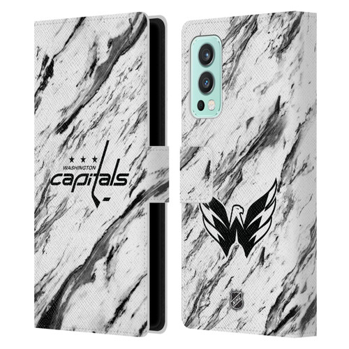 NHL Washington Capitals Marble Leather Book Wallet Case Cover For OnePlus Nord 2 5G