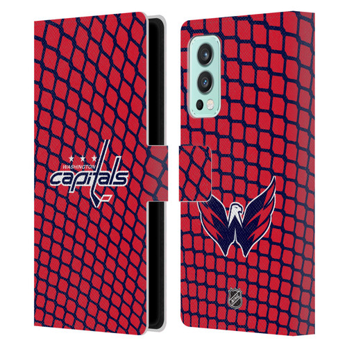 NHL Washington Capitals Net Pattern Leather Book Wallet Case Cover For OnePlus Nord 2 5G