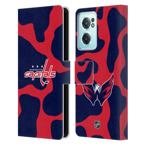 NHL Washington Capitals Cow Pattern Leather Book Wallet Case Cover For OnePlus Nord CE 2 5G