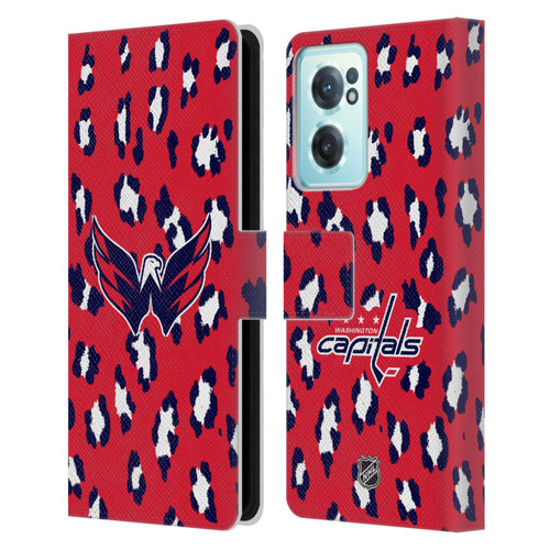 NHL Washington Capitals Leopard Patten Leather Book Wallet Case Cover For OnePlus Nord CE 2 5G