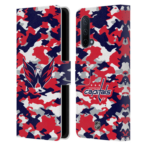 NHL Washington Capitals Camouflage Leather Book Wallet Case Cover For OnePlus Nord CE 5G