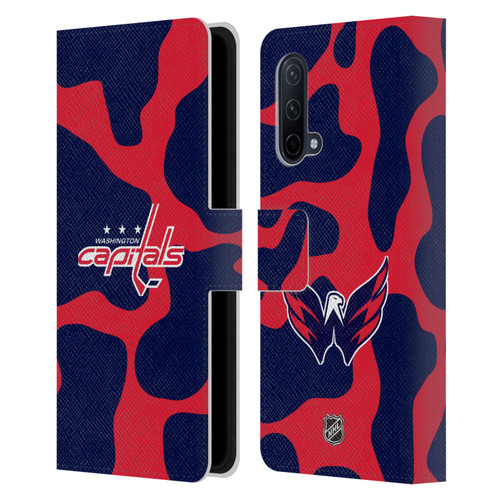 NHL Washington Capitals Cow Pattern Leather Book Wallet Case Cover For OnePlus Nord CE 5G