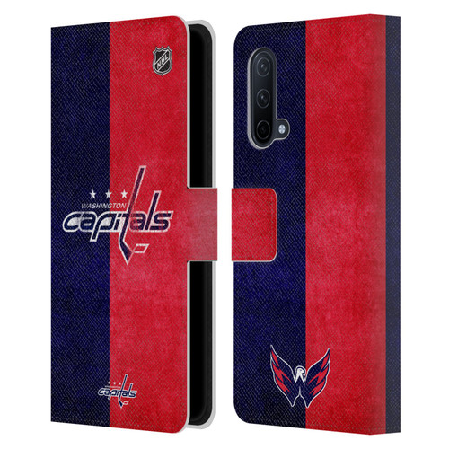 NHL Washington Capitals Half Distressed Leather Book Wallet Case Cover For OnePlus Nord CE 5G