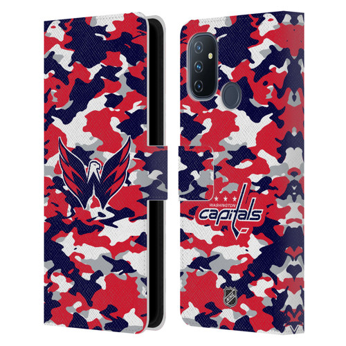 NHL Washington Capitals Camouflage Leather Book Wallet Case Cover For OnePlus Nord N100