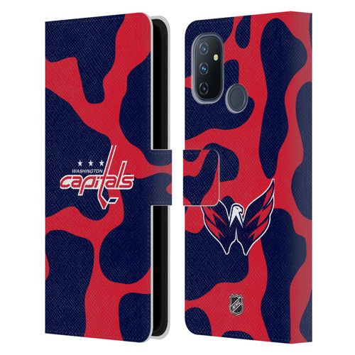 NHL Washington Capitals Cow Pattern Leather Book Wallet Case Cover For OnePlus Nord N100