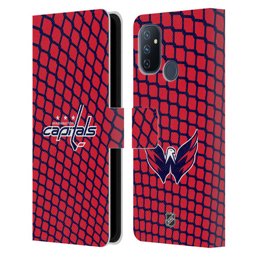 NHL Washington Capitals Net Pattern Leather Book Wallet Case Cover For OnePlus Nord N100