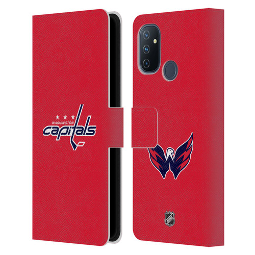 NHL Washington Capitals Plain Leather Book Wallet Case Cover For OnePlus Nord N100