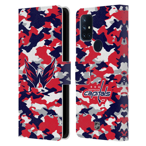 NHL Washington Capitals Camouflage Leather Book Wallet Case Cover For OnePlus Nord N10 5G