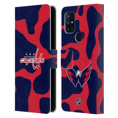 NHL Washington Capitals Cow Pattern Leather Book Wallet Case Cover For OnePlus Nord N10 5G