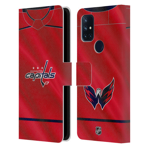 NHL Washington Capitals Jersey Leather Book Wallet Case Cover For OnePlus Nord N10 5G