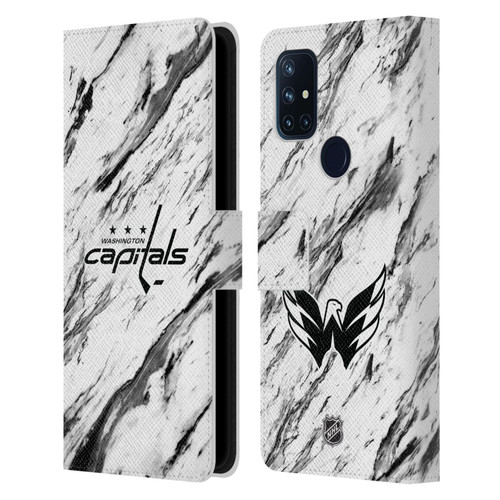 NHL Washington Capitals Marble Leather Book Wallet Case Cover For OnePlus Nord N10 5G