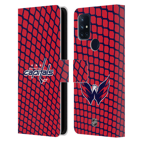 NHL Washington Capitals Net Pattern Leather Book Wallet Case Cover For OnePlus Nord N10 5G