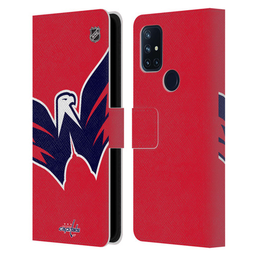NHL Washington Capitals Oversized Leather Book Wallet Case Cover For OnePlus Nord N10 5G