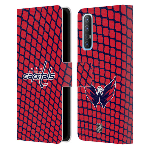 NHL Washington Capitals Net Pattern Leather Book Wallet Case Cover For OPPO Find X2 Neo 5G