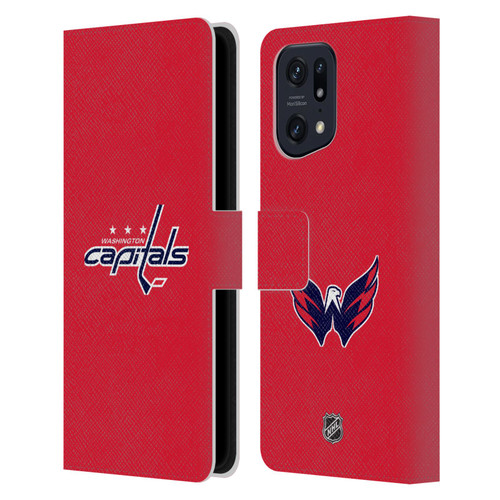 NHL Washington Capitals Plain Leather Book Wallet Case Cover For OPPO Find X5