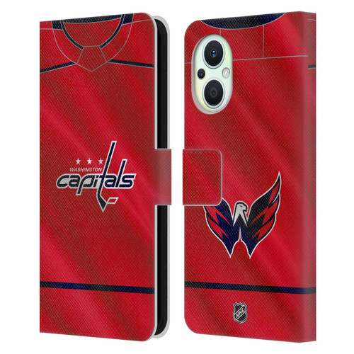 NHL Washington Capitals Jersey Leather Book Wallet Case Cover For OPPO Reno8 Lite