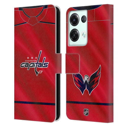 NHL Washington Capitals Jersey Leather Book Wallet Case Cover For OPPO Reno8 Pro