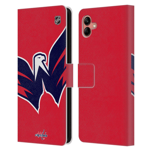 NHL Washington Capitals Oversized Leather Book Wallet Case Cover For Samsung Galaxy A04 (2022)