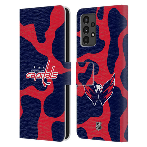 NHL Washington Capitals Cow Pattern Leather Book Wallet Case Cover For Samsung Galaxy A13 (2022)