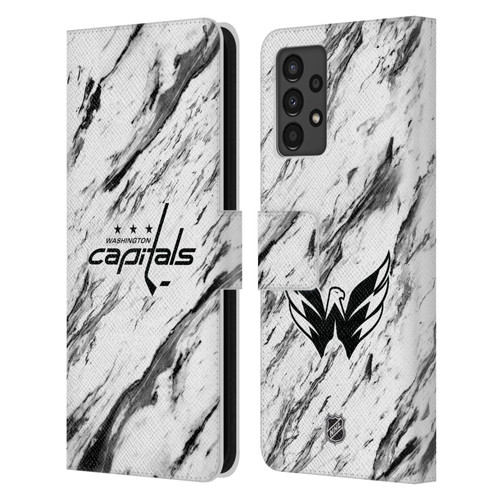 NHL Washington Capitals Marble Leather Book Wallet Case Cover For Samsung Galaxy A13 (2022)