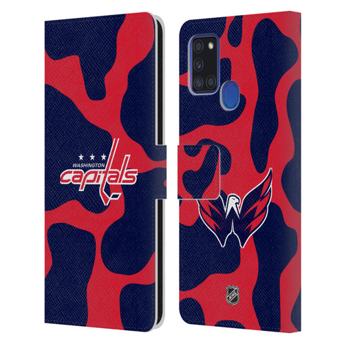 NHL Washington Capitals Cow Pattern Leather Book Wallet Case Cover For Samsung Galaxy A21s (2020)