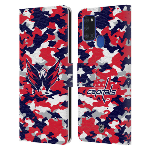 NHL Washington Capitals Camouflage Leather Book Wallet Case Cover For Samsung Galaxy A21s (2020)