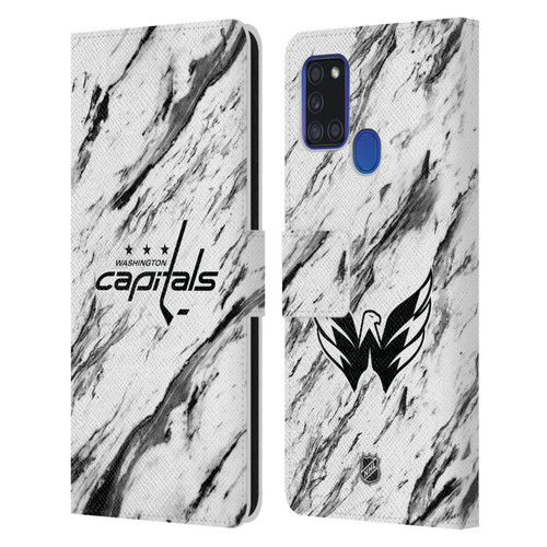 NHL Washington Capitals Marble Leather Book Wallet Case Cover For Samsung Galaxy A21s (2020)