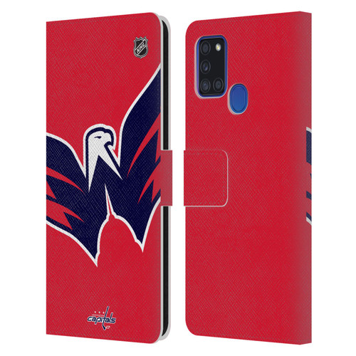 NHL Washington Capitals Oversized Leather Book Wallet Case Cover For Samsung Galaxy A21s (2020)